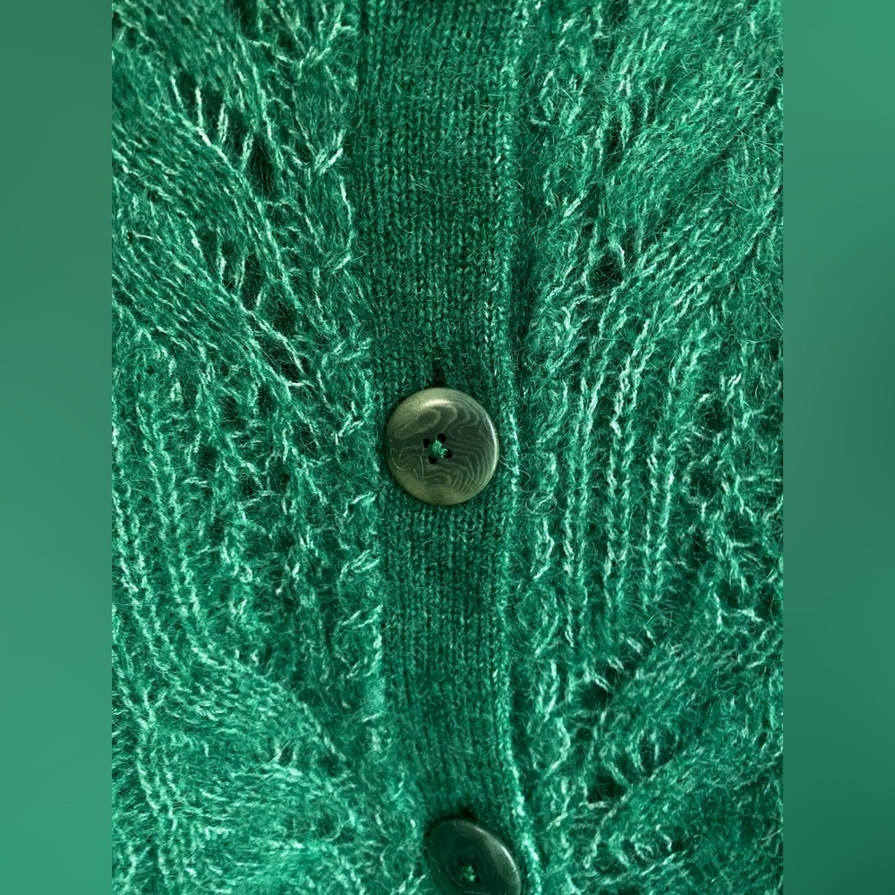 Sezane Women Alma Elegant Green Cable Knit Sweater - Picture 5 of 9